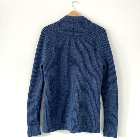 Pendleton Thick Blue Wool Cardigan Sweater V-Neck Buttons Ribbed Knit Oversized - Picture 2 of 8